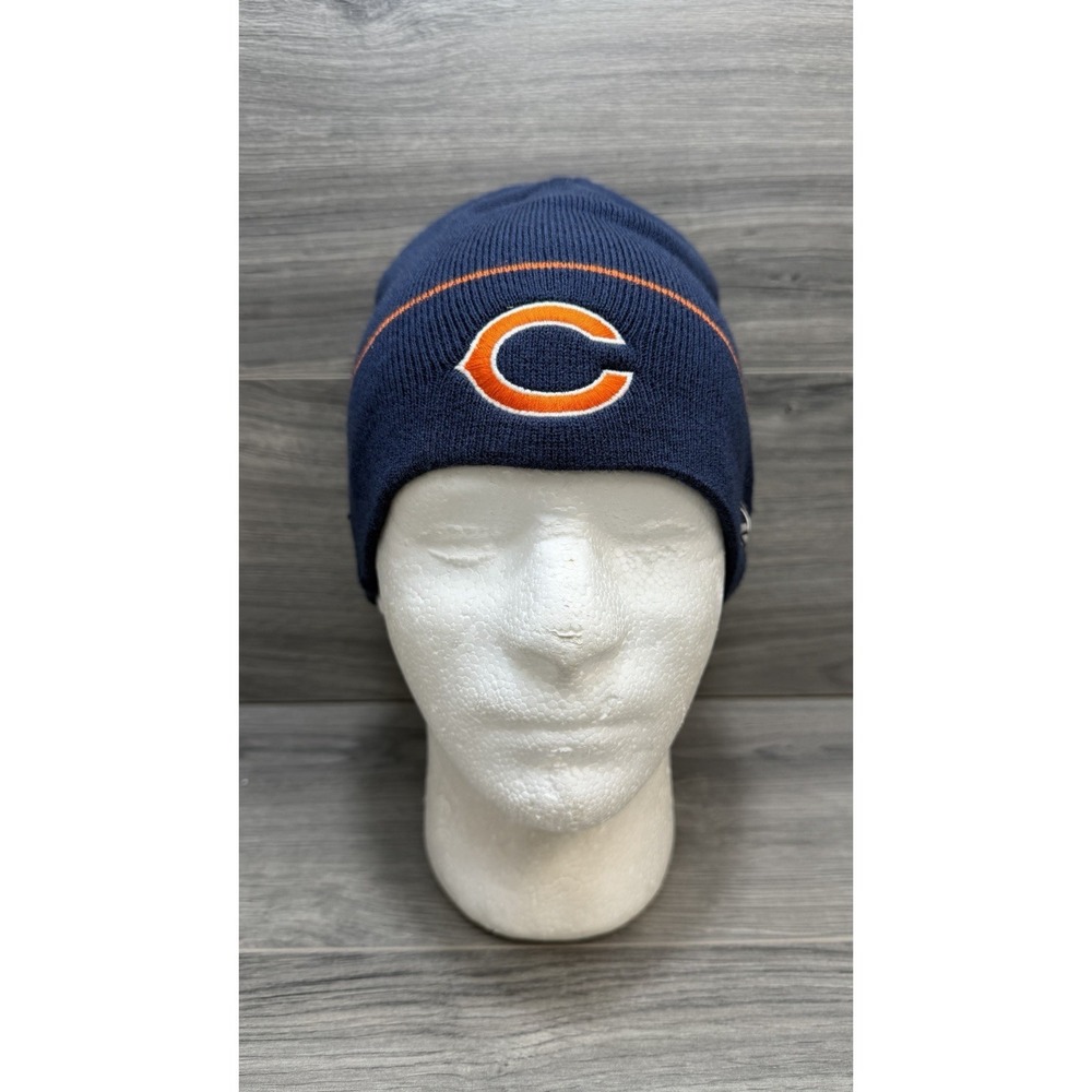 Reebok Chicago Bears Navy Blue Beanie Hat OSFM Cuffless NFL Football Winter Cold